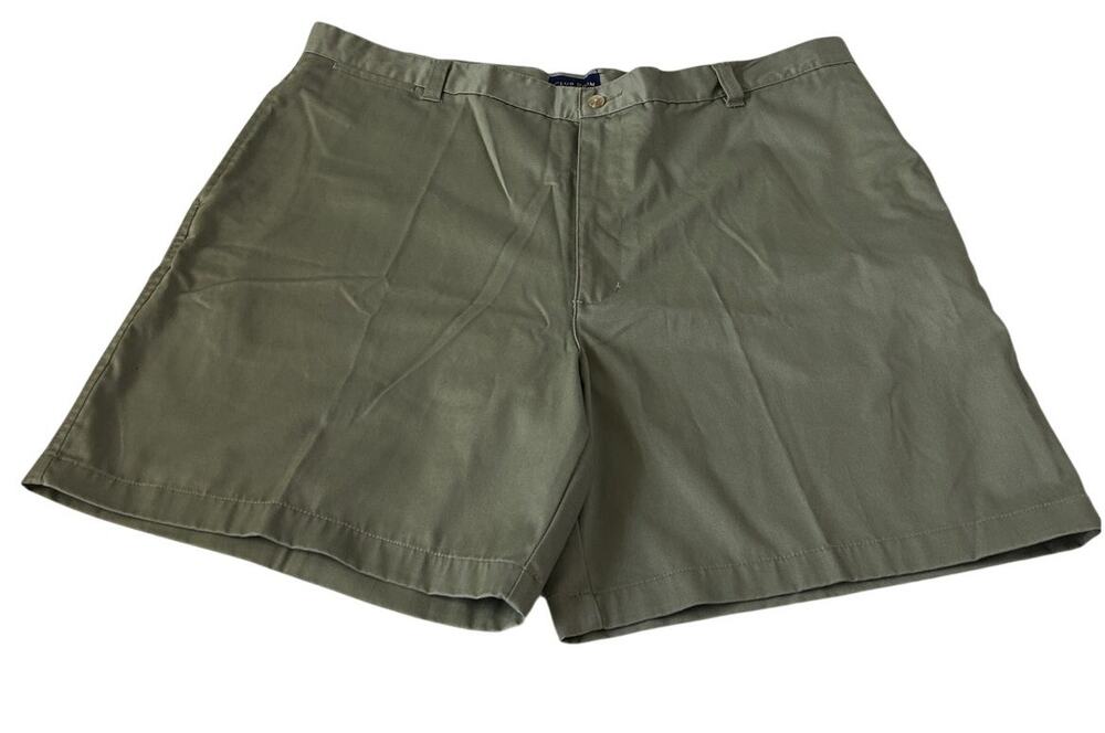 Club Room by Charter Club Men's Shorts Flat Front Cotton Olive Green 44 Casual